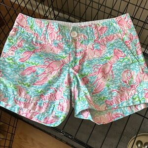 Lilly Pulitzer Pink and Blue Lobster Print Shorts